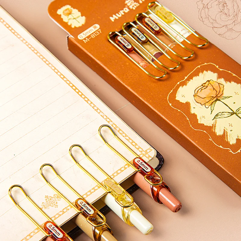 Retractable Gel Pens Rose Bear 0.5mm Black Ink Fine Point Smooth Writing for Gifts Office Writing Supplies School Stationery 6