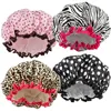 4 Pieces Shower Cap for Women, Elastic and Reusable,Environmental Protection Hair Bath Caps,Double Waterproof Layers Bathing Hat 5