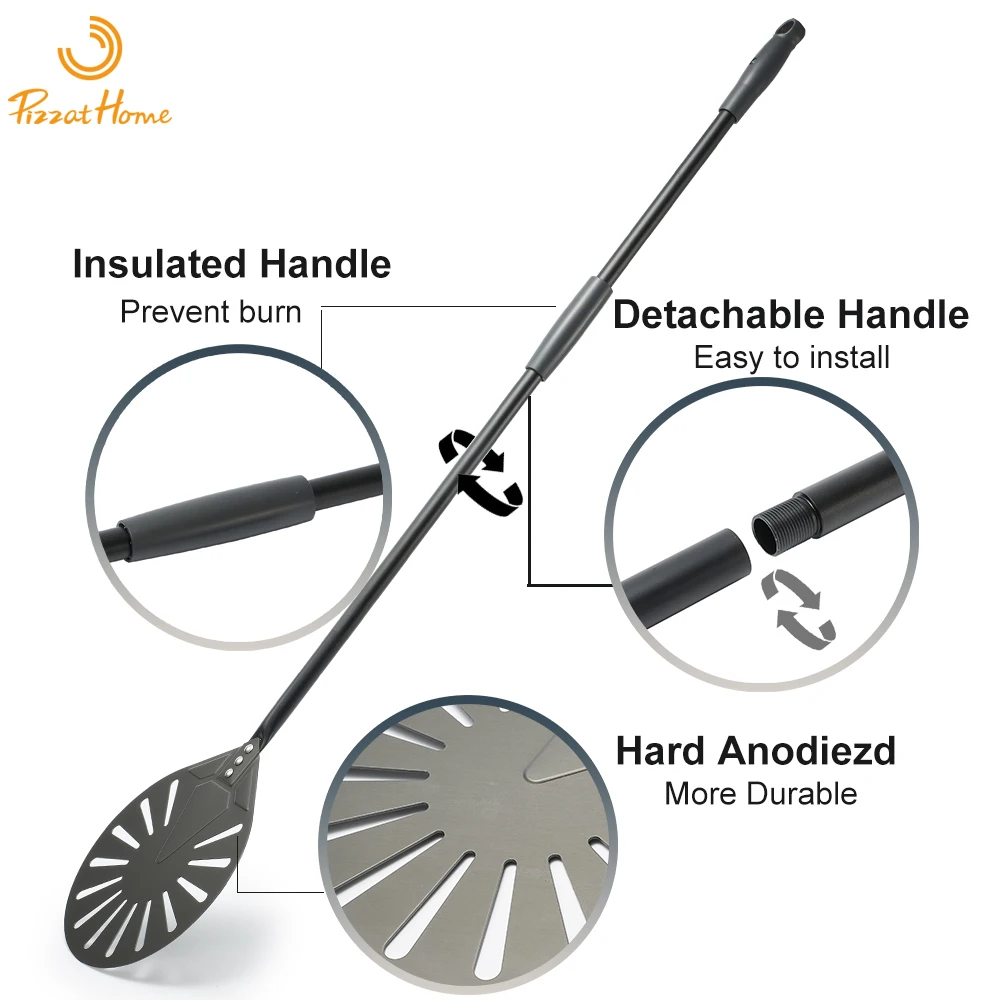PizzAtHome 9 Inch Pizza Peel 47 inch Long Handle Pizza Turning Peel 9 Inch Shovel Laser Oven Accessories