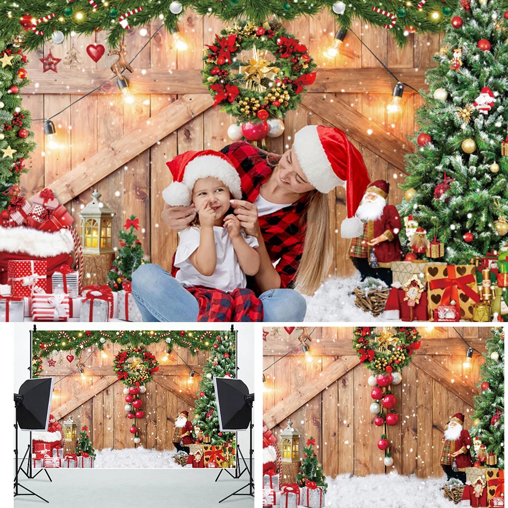 Merry Christmas Backdrop Xmas Tree Fireplace Gift Window Family Baby Portrait Photography Background Party Decor Photo Studio photo backdrop,photo wallpaper,party decoration covers