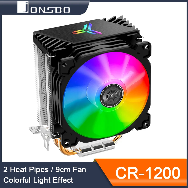 Jonsbo CR1200 CPU Cooler 2 Heat Pipe Tower RGB Colorful Light Effect 9cm Fan For Intel 1151 1700 AMD AM4 Optional LGA2011 Buckle