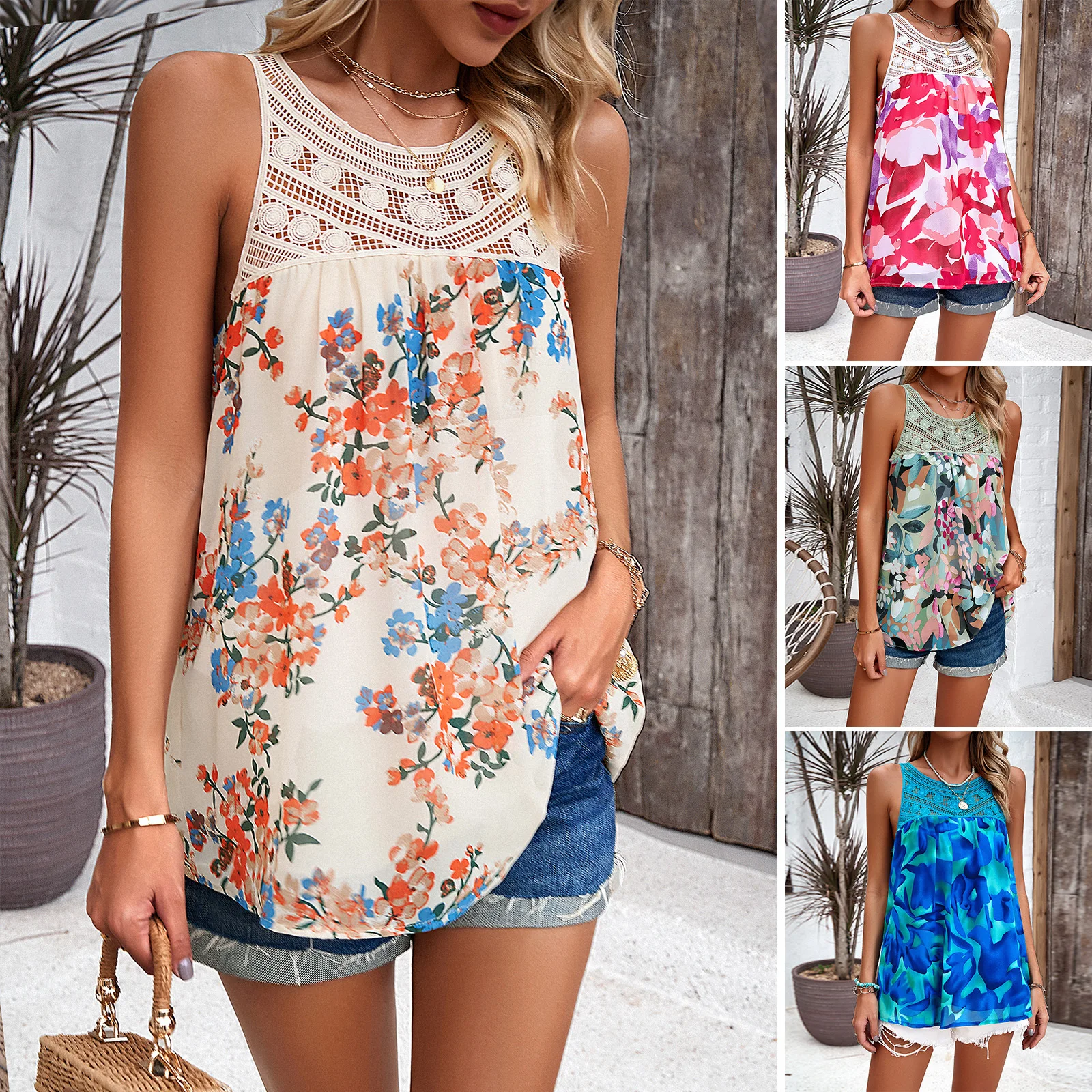 

New Casual Printed Shirt Women's Sleeveless Vest Female Top Free Shipping