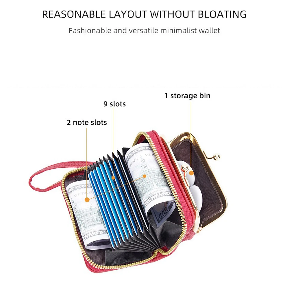 Women's Zippered Hand Carry Wallet - Accordion Card Organizer with 12 Slots & Coin Pocket