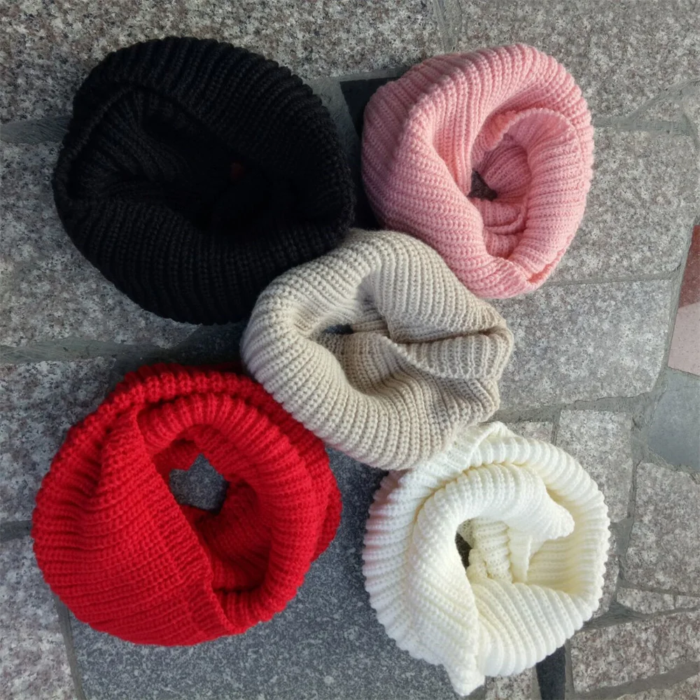 13 Colors Baby Knitted Scarf Solid Ruffle Neck Warmer Girls Kids Accessories Collar Circle Outdoor Winter Warm Scarves