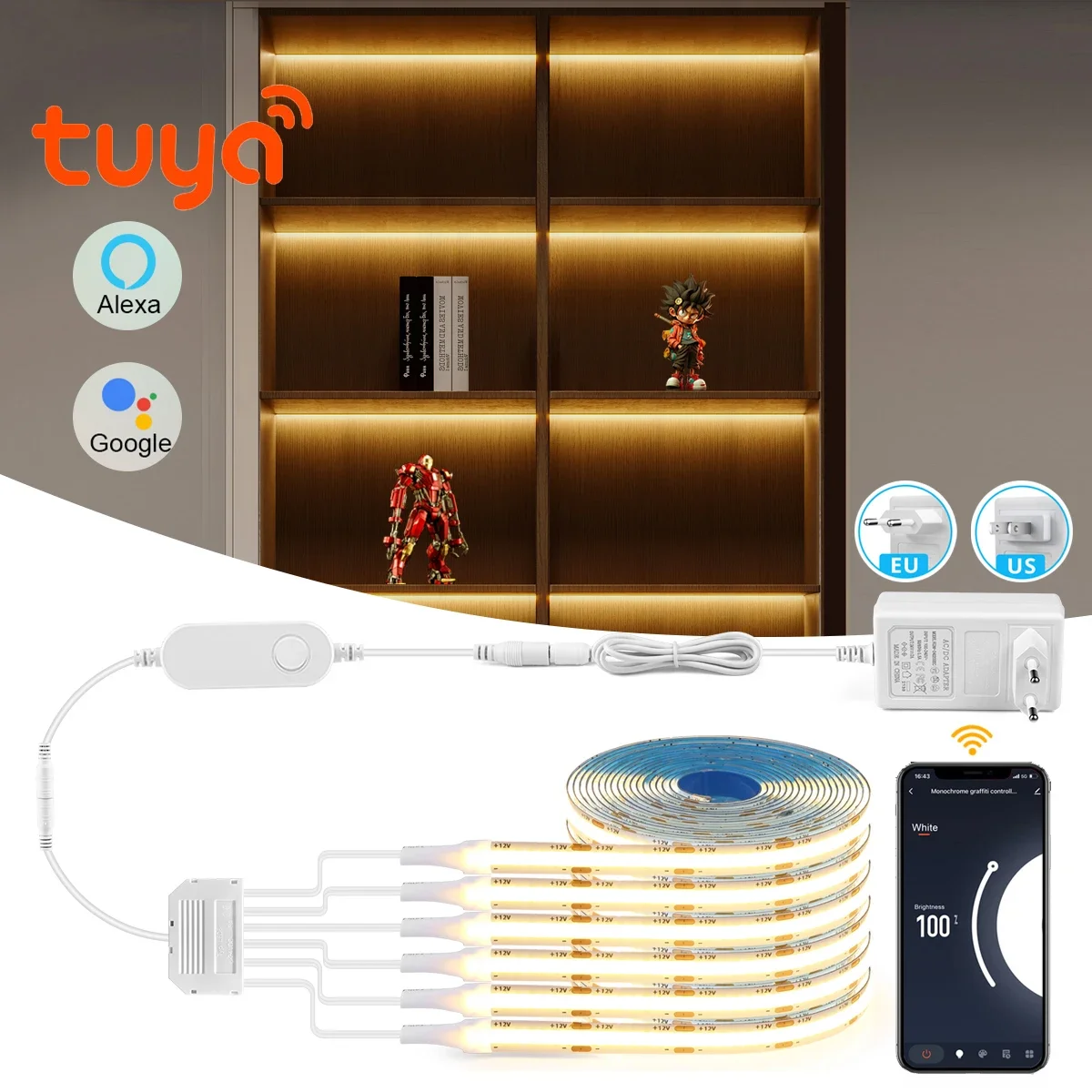 TUYA 스마트 COB LED 그룹 조명 세트 2/4/6개, Alexa Echo Pl..