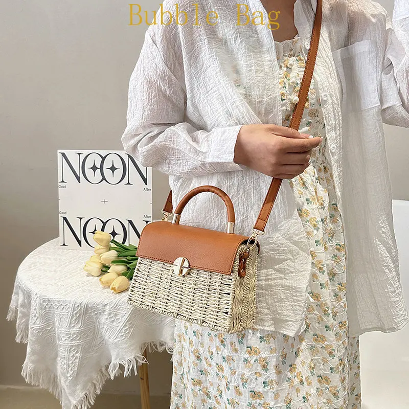 Trendy Designer Woven Handbags and Purses Women Shoulder Crossbody Bags 2023 New Beach Straw Messenger Bags High Quality