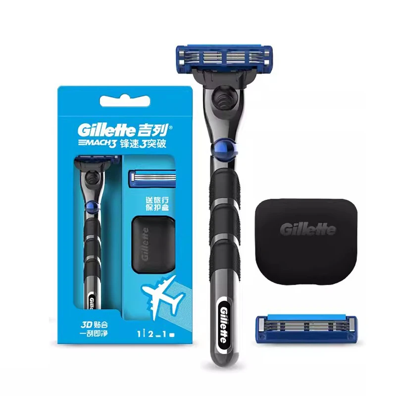 Gillette Mach 3 Turbo, 3D движущаяся плавающая головка, промо-упаковка, 1 ручка, 2 картриджа, бритва для бороды