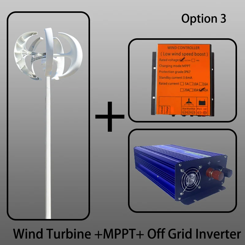 thumbnail image 1 of Generador de turbina eólica de 10KW y 5KW para el hogar, de bajo ruido, 10000W, 12V, 24V y 48V, pequeño molino de viento vertical con controlador MPPT, 1 of 5