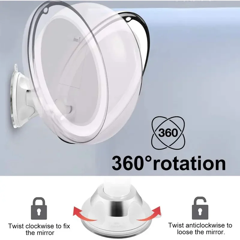 원형 LED 조명 화장 거울, 10배 확대 데스크탑 화장대 거울