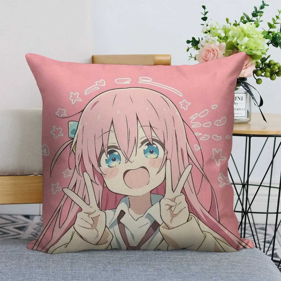 Kawai Anime Music Girl Square Pillowcase Cover