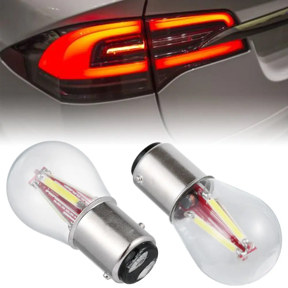 

4 COB LED Filament 1157 BAY15D 21/5W 1156 BA15S Car Reverse Backup Tail Stop Brake Light Bulb