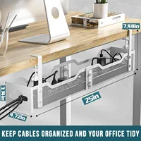 Under Desk Cable Management Tray, 25'' Metal Cable Tray with Clamp for Desk Wire Management, Litwaro Cable Management 2