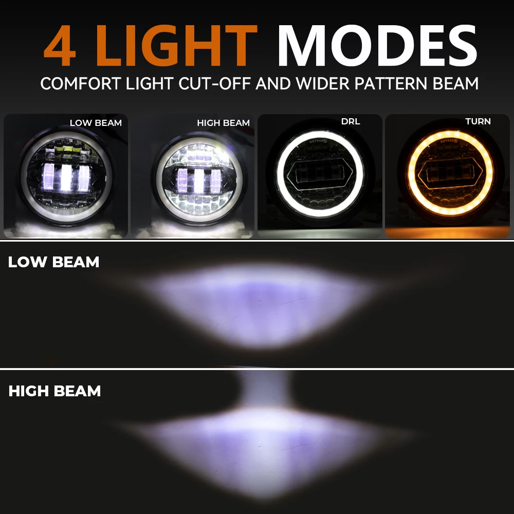Retro Motorfiets Bottom Mount Hoge Dimlicht Koplamp Lamp Voor Harley 883 Cruiser Chopper Cafe Racer Shadow Honda Kawasaki Suzuki Yamaha Grote Hond Custom (Zwart/Amber