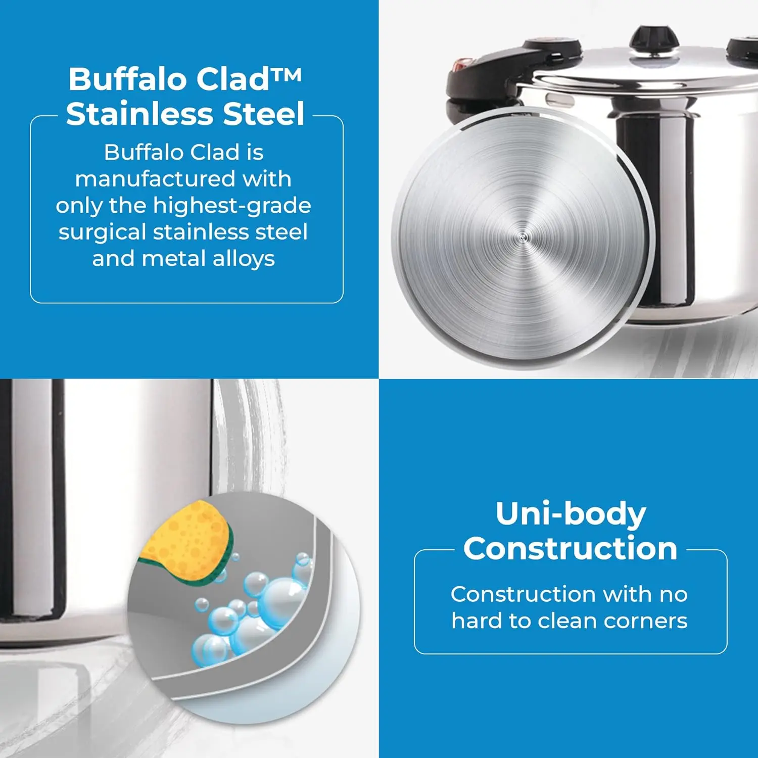 Pressure Cooker 8 Qt Stainless Steel - Small Canning Pot with Lid for Home, Commercial Use - Easy to Clean Stove Top 2