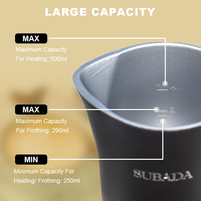 SUBADA 5 in 1 Electric Milk Frother For Hot and Cold Milk Froth - Automatic Milk Frother & Warmer For Coffee Hot Chocolate 5