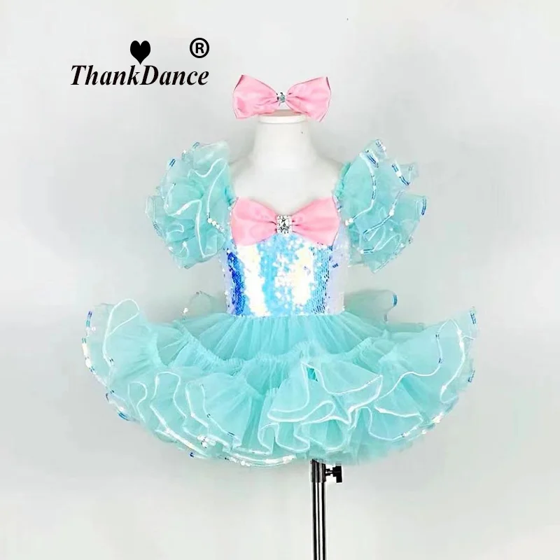 Kids Ballroom Clothing Sequined Modern Dance Tutu Dress Girls Jazz Dance Costume Stage Wear Toddler Wedding Princess Dress