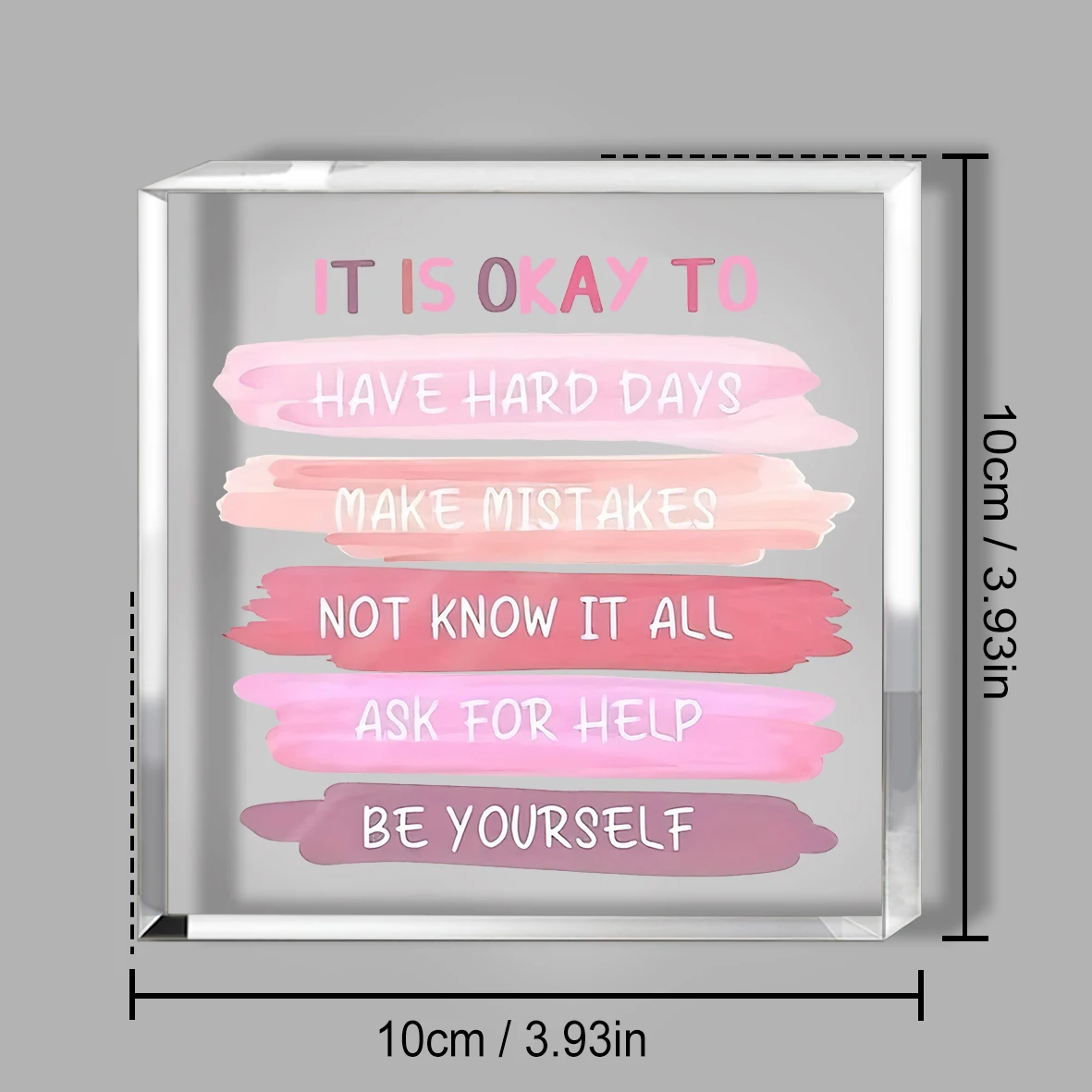 1pcClear Freestanding Quote Sign, Pink Brushstroke Affirmations For Desk, Study Or Counseling Room | Home Decor, Teacher Gifts, 6