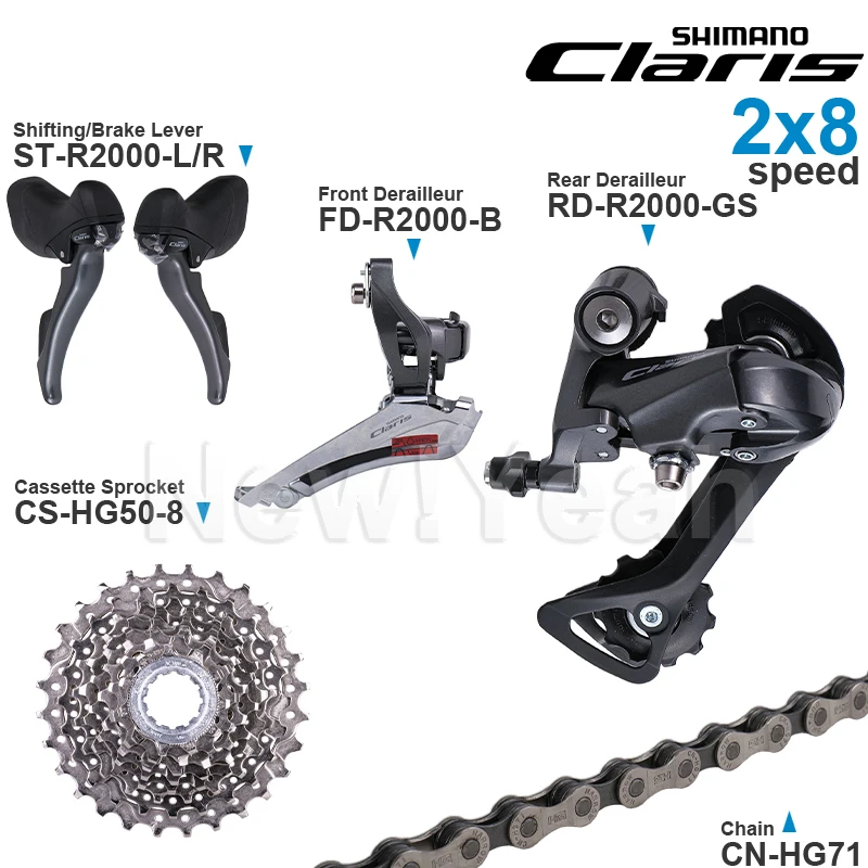 SHIMANO CLARIS R2000 2x8 Speed Groupset ST-R2000 FD-R2000 RD-R2000