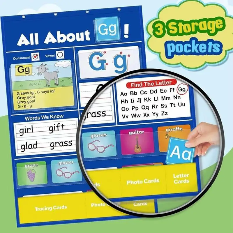 Pocket Chart For Alphabet Learning Alphabet Pocket Chart For Kid Interactive Letter Handwriting Practice Tool For Preschool