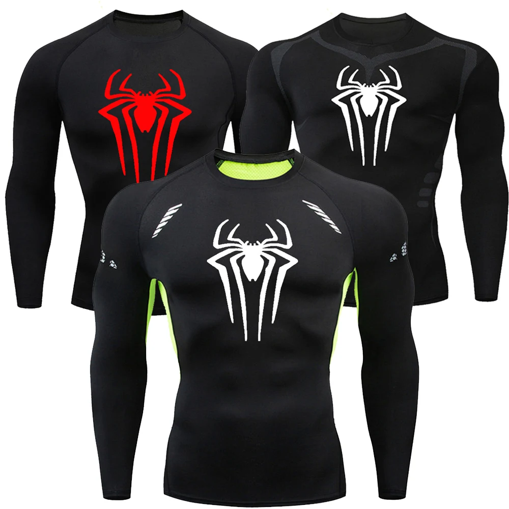

Spider Gym Sport Clothing Compression Men's T-Shirts Long Sleeve Rashguard Dry Fit Sportswear Lycra Fitness Running Training Top