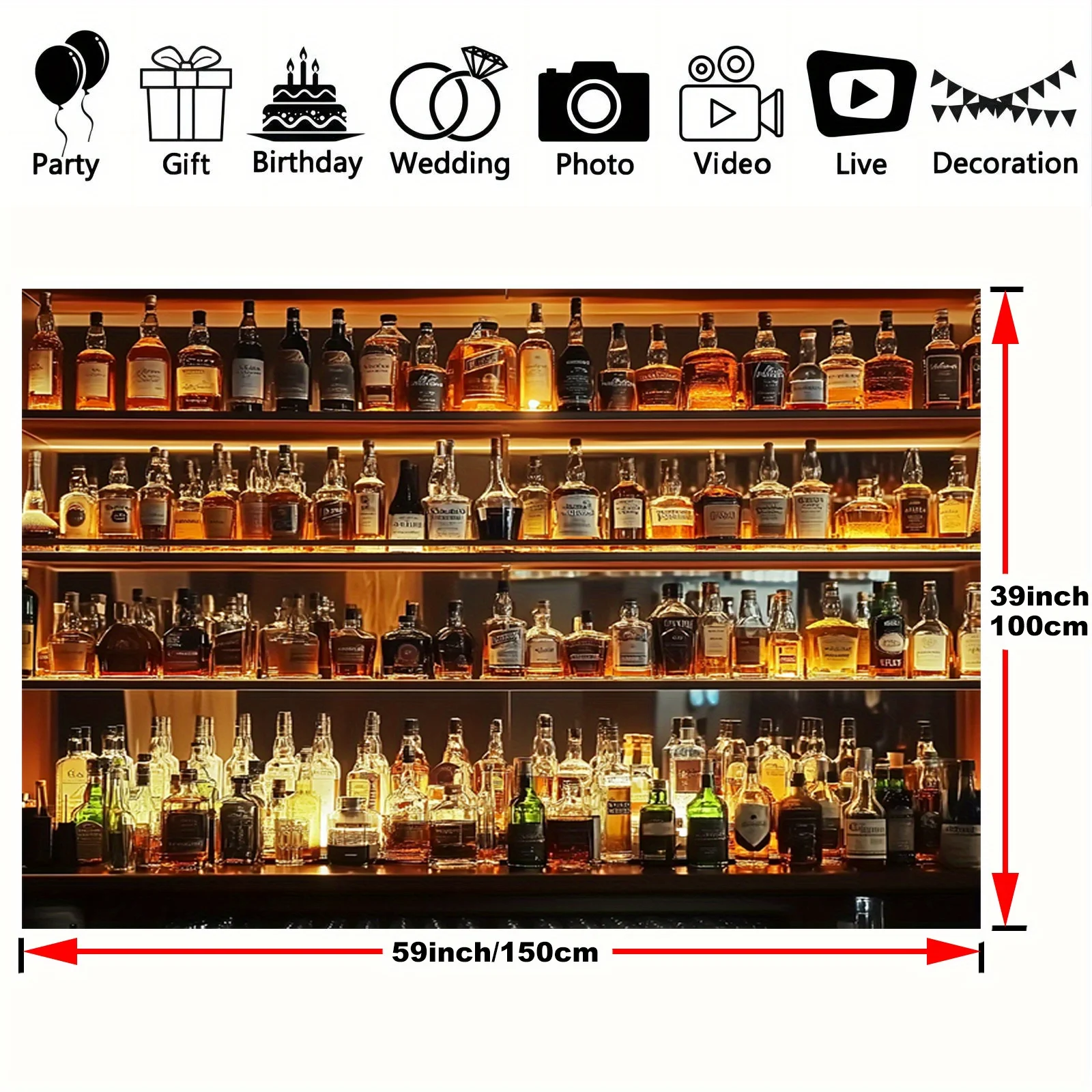 1, Café- und Bar-Hintergrundbanner aus Polyester – für Hochzeiten, Geburtstage, Jubiläen, Weihnachten und Neujahr – Detail 7
