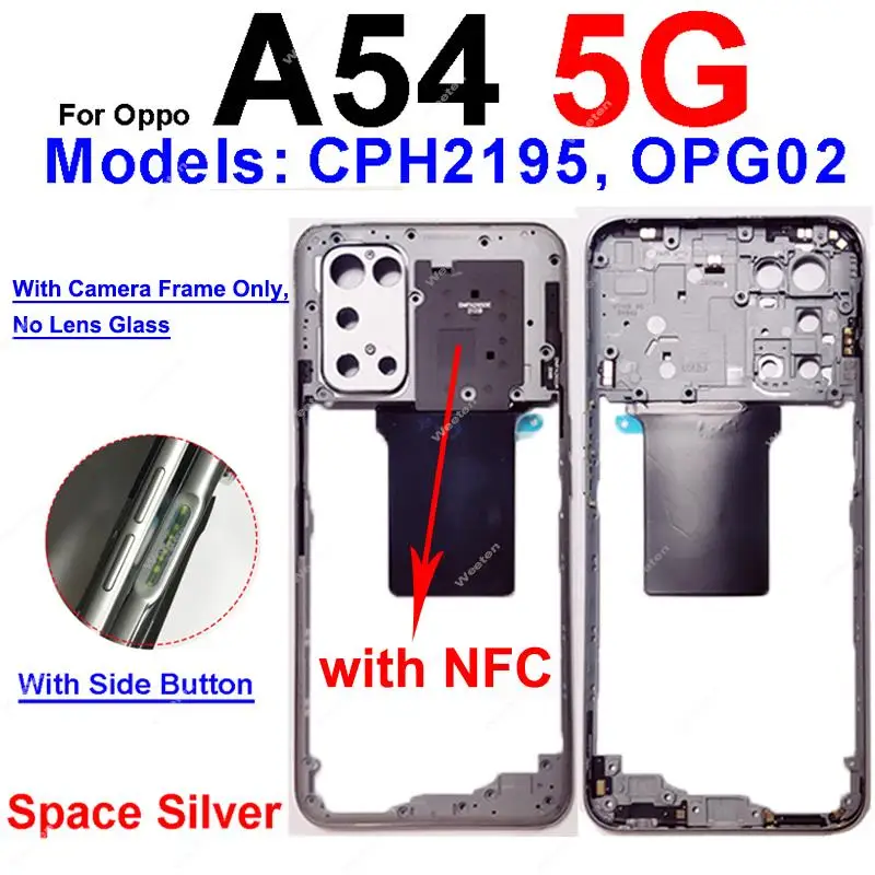 Enhanced Middle Frame Housing Bezel Cover with Side Buttons and Camera Lens Parts