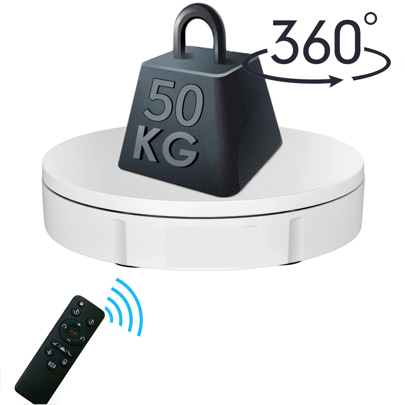 Rotating Display Stand Heavy-Duty 50kg Electric With Remote 360&deg; Adjustable Speed & Angle for Live /Photography Turntable