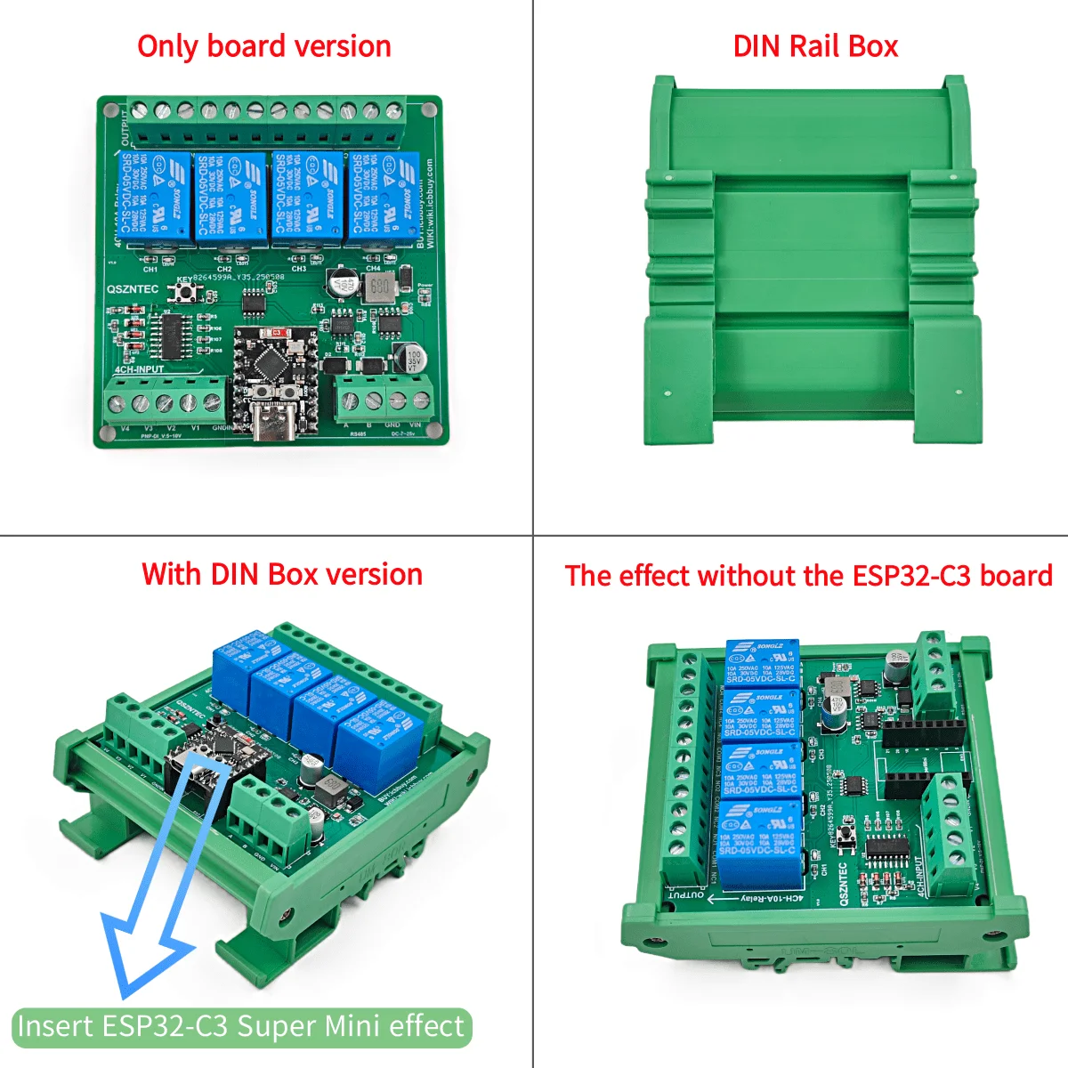 DC 7-24V ESP32-C3 ���� �̴� Ȯ�� ���� Arduino WEB MQTT �̴��� ��Ʈ��ũ IOT �� 4AI-4DO RS485 ������ ���