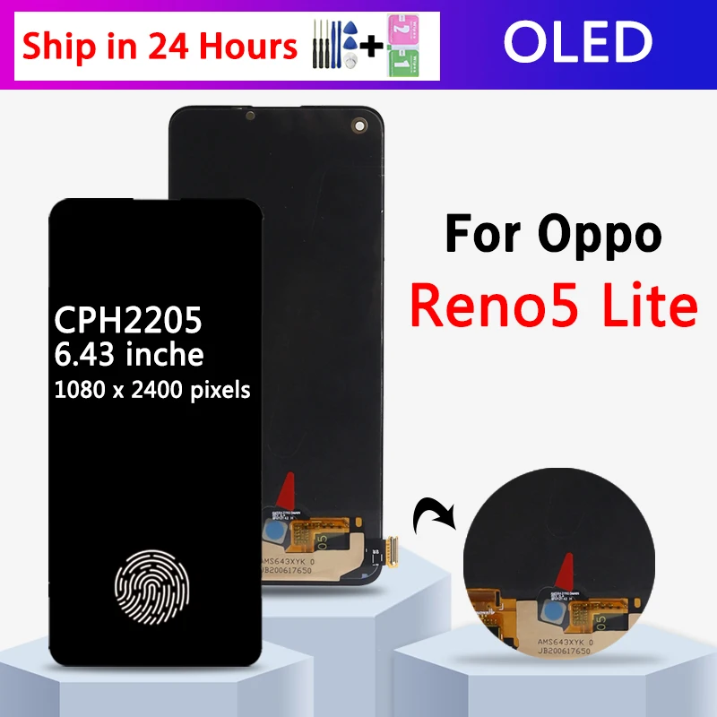 

Super AMOLED For OPPO Reno5 Lite CPH2205 LCD Display Touch Screen Digitizer Assembly Replacement For OPPO Reno 5 Lite Display