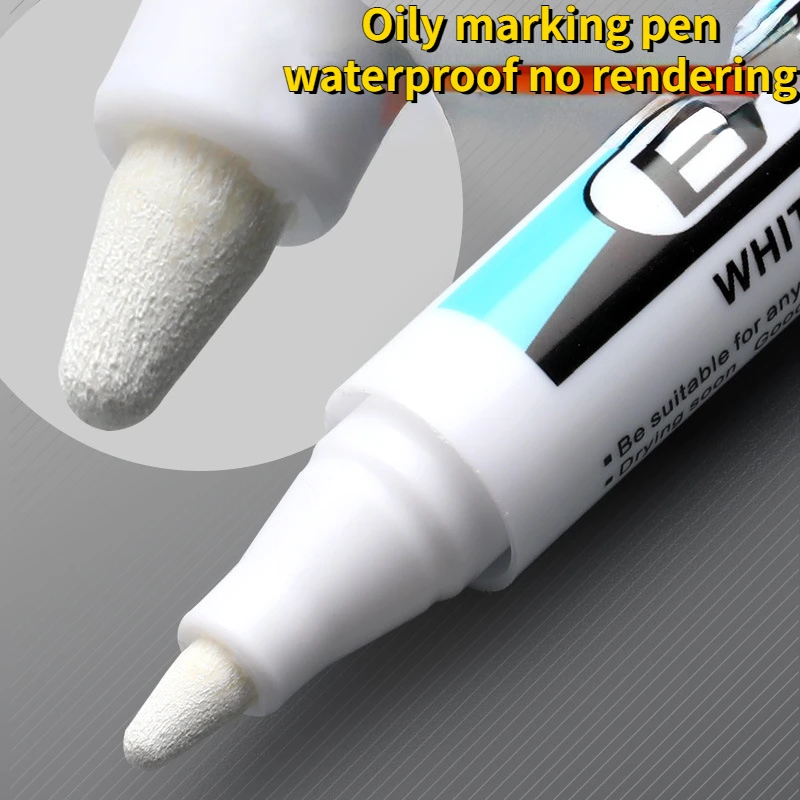 

5Pcs White Marker Pens Oily Paint Permanent for Office School Metal Leather Fabric Metallic Markers Pens Student Craftwork Art