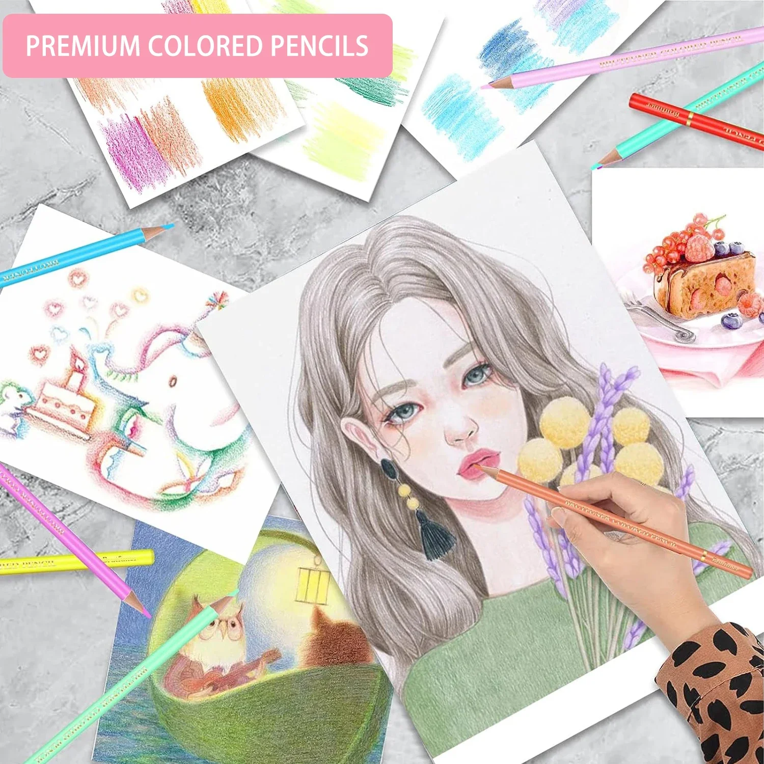 36/72 유성 마카롱 색연필, 그림 그리기 및 혼합용, 수제 캔버스 포장, 추가 액세서리 포함