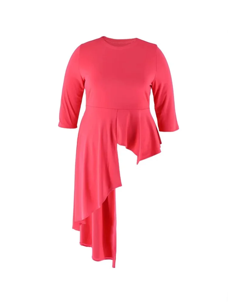 Wmstar Plus Size Tops Sexy Blouses Half Sleeve Shirts for Women Loose Casual Irregular Hem Outfits Wholesale Dropshipping L-4XL