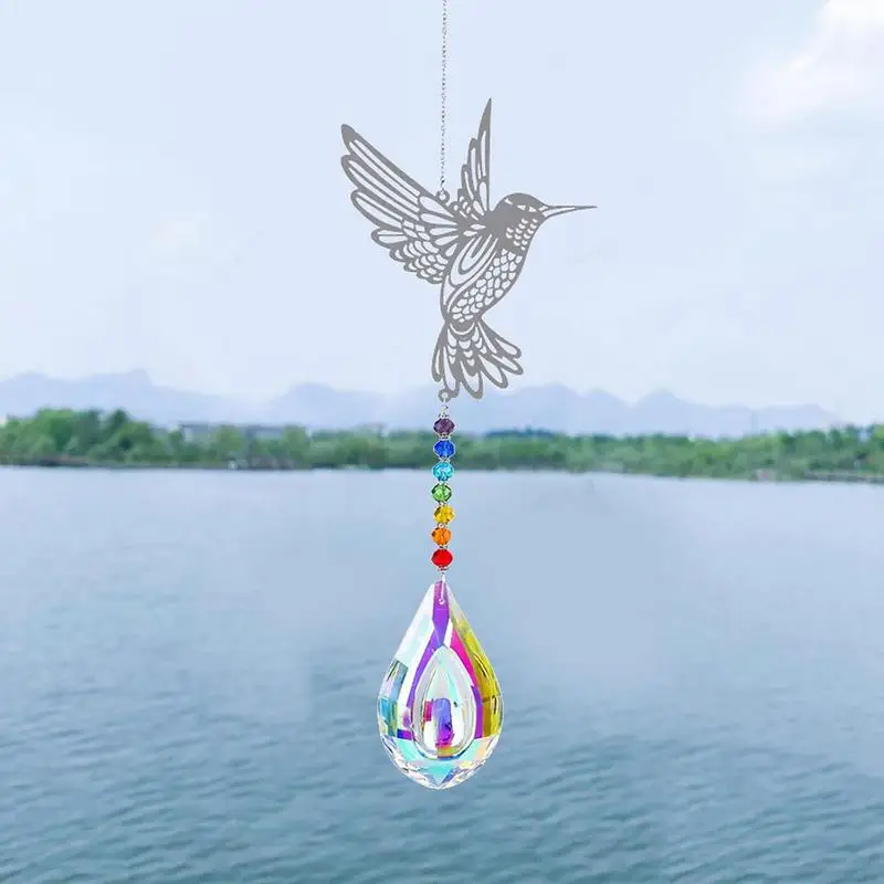 Pendentif Attrape-soleil Colibri En Cristal - Déco Fenêtre, Jardin, Maison - Reflets Arc-en-ciel, Diamètre 30 Mm