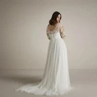 Charming V Neck Wedding Dresses with Lace Ivory Strapless Bridal Gowns for Women 2025 Summer Three Quarter Vestido De Novia New 2