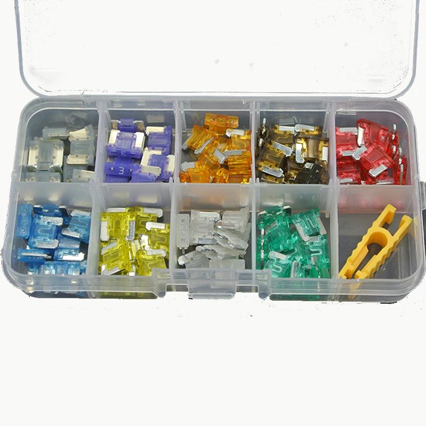 Car Fuses Kit 90 pc 2,3,5,7.5,10,15,20,25,30 AMP Low Profile Micro Blade Mini Fuse Assortment Set APS