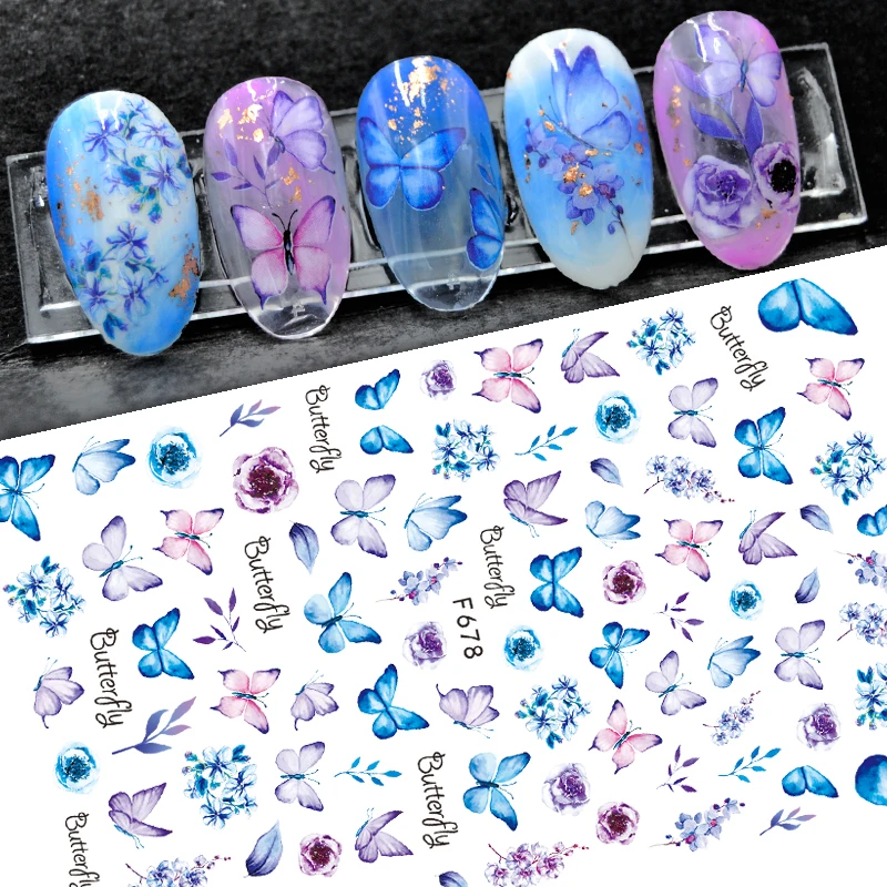 Ink Blooming 3D Nail Flowers Leaves Stickers Floral Graffiti Watercolor  Self-Adhesive Slider For DIY Nail Art Decoration LAF021 - AliExpress