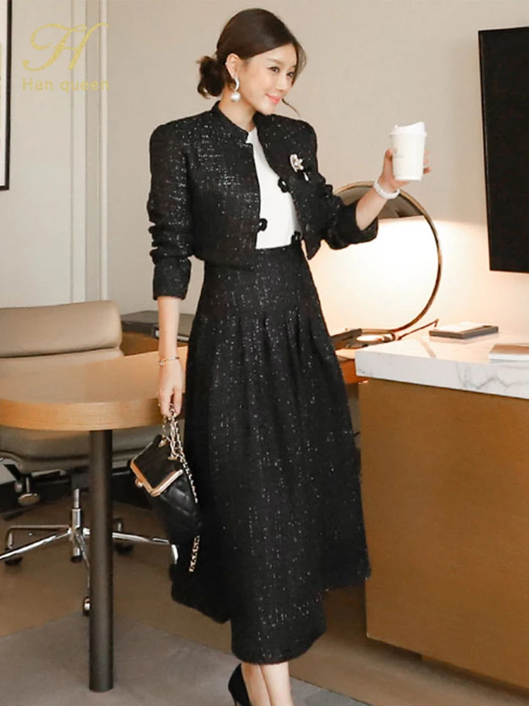 Ensemble Tailleur Jupe Ensemble Pièces Femme Veste Tweed Et - Main Image