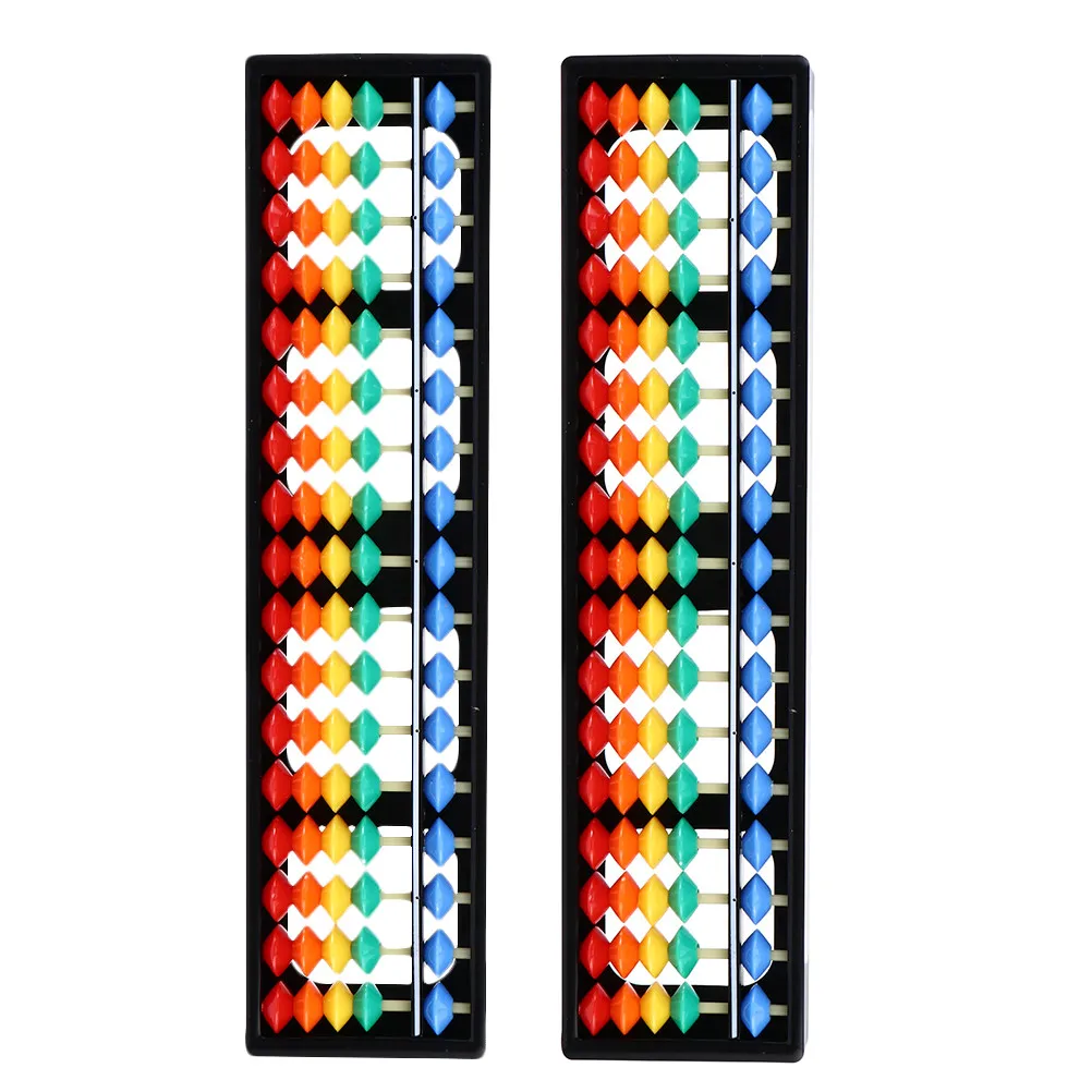 2Pcs 다채로운 플라스틱 주판 17 막대 비즈 계산 도구 학교 및 사무실을위한 휴대용 산술 학습 용품