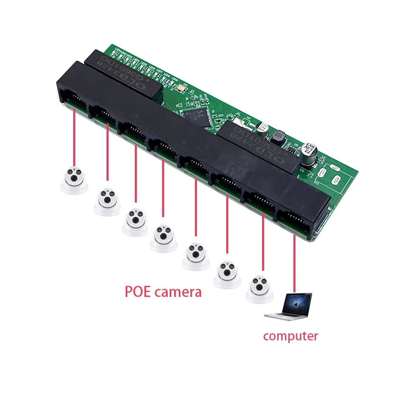 네트워크 스위치 출력 Poe in 1 포트, 8 포트, 802.3at af poe 48v 또는 1-7 포트, 802.3at af poe 48v