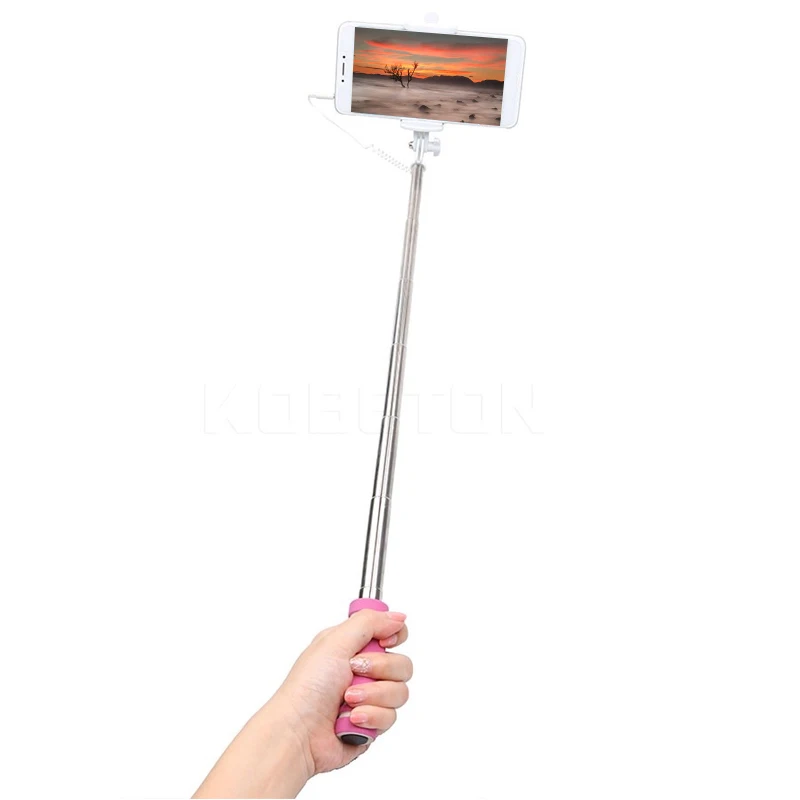 Selfie Stick 14cm to 60cm Extended Wired Selfie Holder Shutter Self-Portrait Self Pole Fold Monopod Tripod for Android for iOS