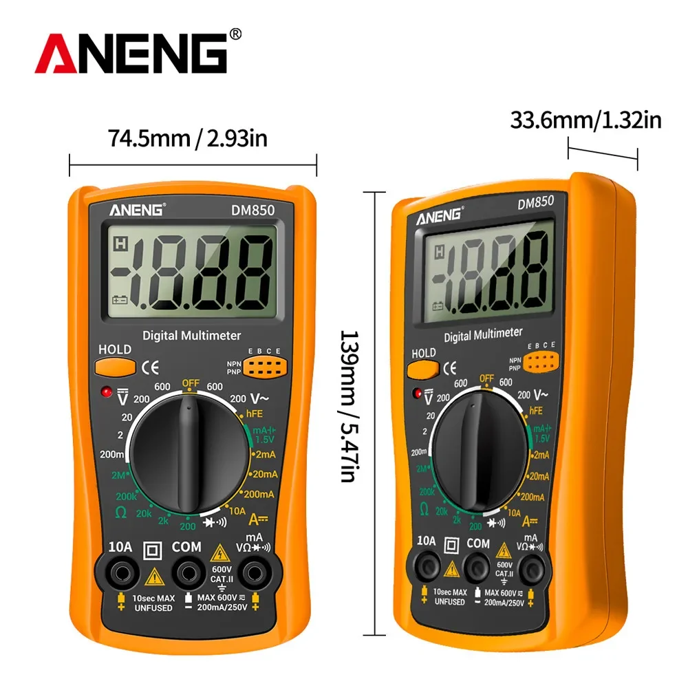ANENG DM850 1999 Counts Digital Multimeter Eletric Professional Automatic AC/DC Votage Tester Current Ohm Ammeter Detector Tools