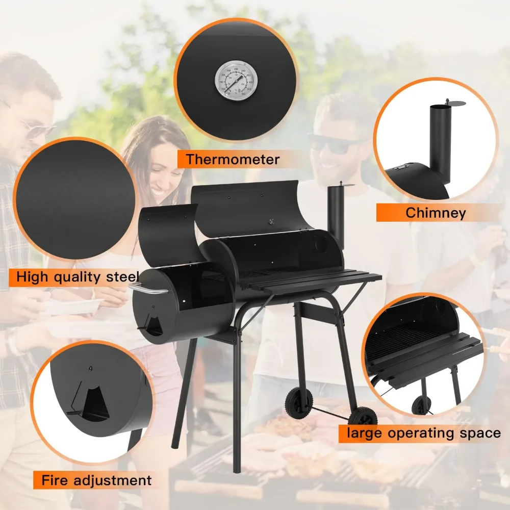 SUGIFT Portable BBQ Charcoal Grill with Offset Smoker Grill Machine Outdoor Grill  Grill Electric 44.10 X 25.10 X 44.70 In - AliExpress