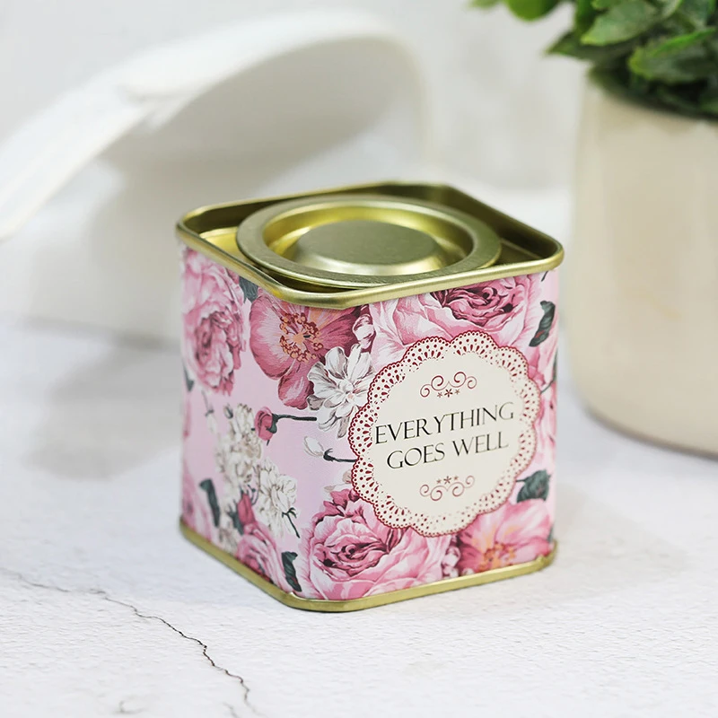 Tea Sealed Box Teaware Storage Container Jar Tin Square Can Candy Iron Canister Vintage Kitchen Storage Shelf For Coffee Sugar