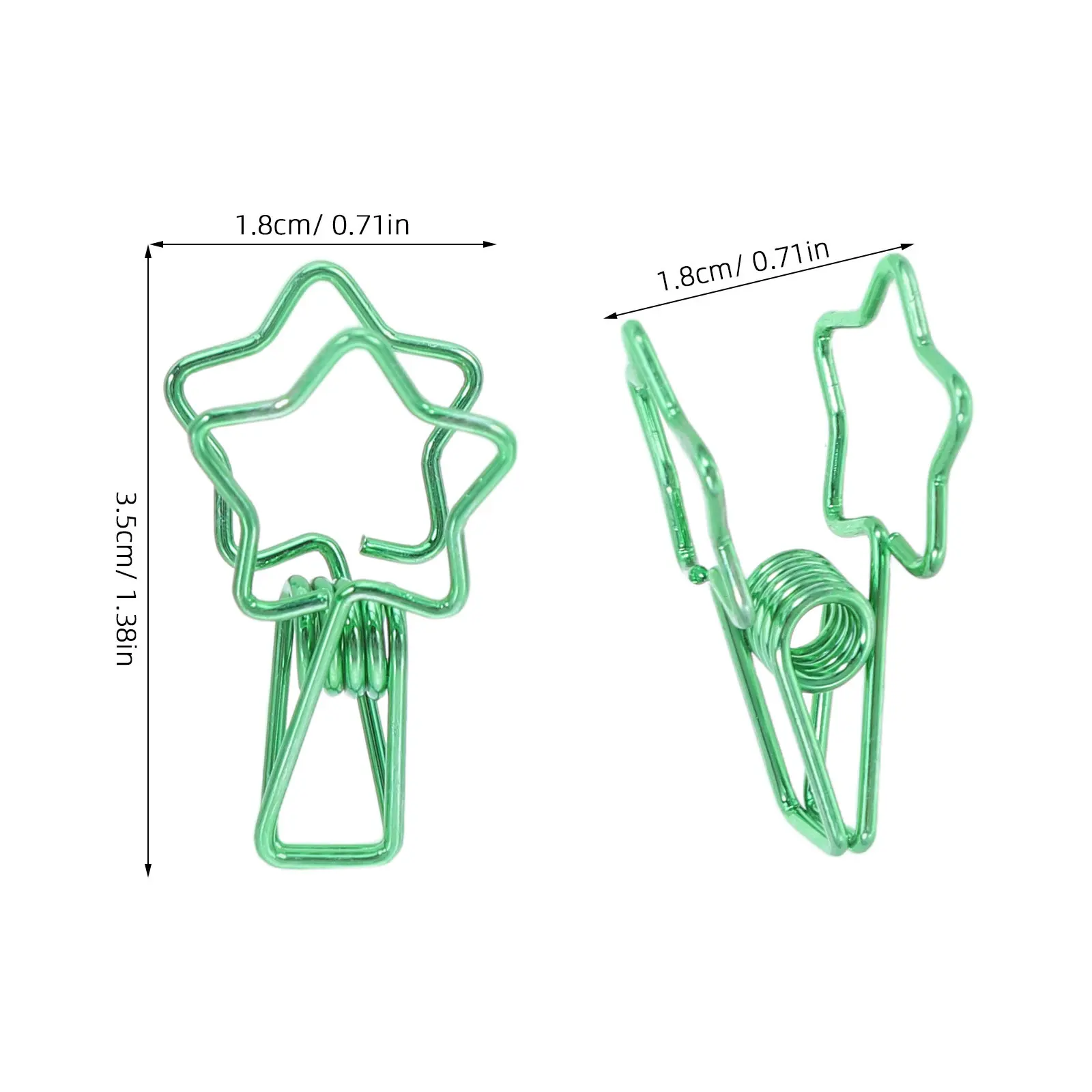 50Pcs 별 모양 금속 종이 클립 사무실 학교 용 녹색 귀여운 바인더 클립 종이 정렬 정리 북마크 장식 종이