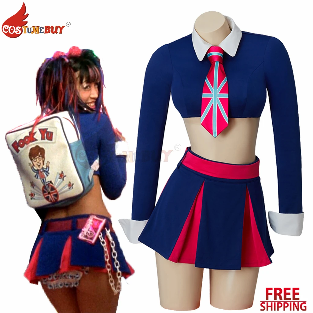 Austin Powers Fook Mi Fook Yu Girls Cosplay Costume ,Fook Who Movie Women's  Crop Top JK Skirt Suit Sexy Halloween Outfit