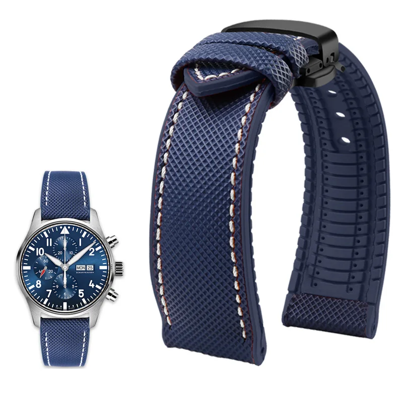 Durable Canvas Nylon Waterproof Watch Strap with Rubber Lining - Men's Watchband Accessories
