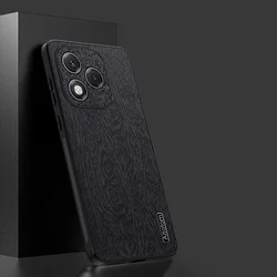 Luxury PU Leather Wood Grain Protective Phone Case - Hard Plastic Cover - Honor 400 Lite (2)