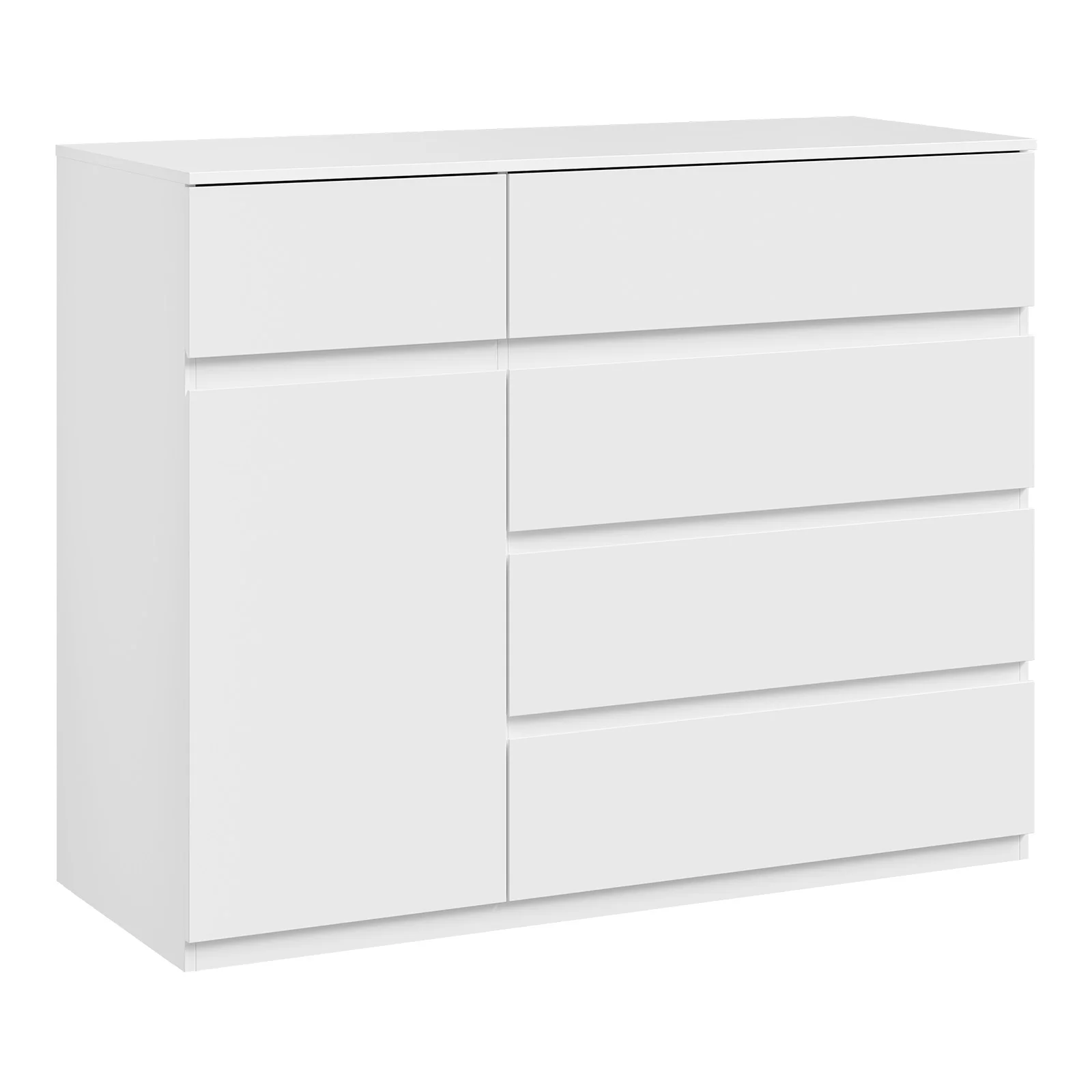WOLTU Cómoda con 5 cajones y puerta, aparador con estante ajustable, armario de almacenamiento para sala de estar, dormitorio, pasillo