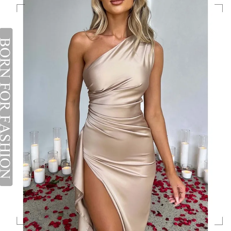 

Sleeveless Suspender with Stacked Collar Bridesmaid Dress Backless Slim Fitting, Buttocks Wrapped Dresses Nightclub Sexy 2023