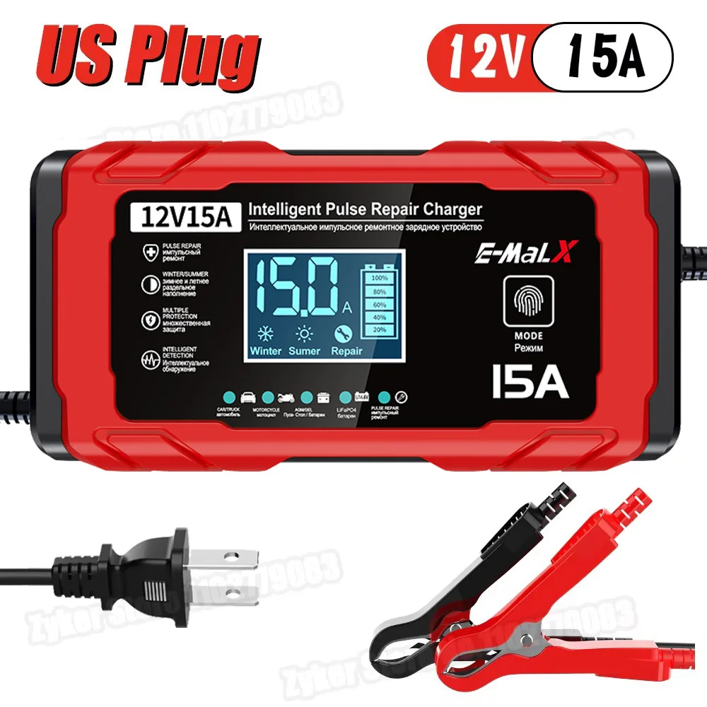 Smart 12V Multi-Function Battery Charger with Digital Touch Screen